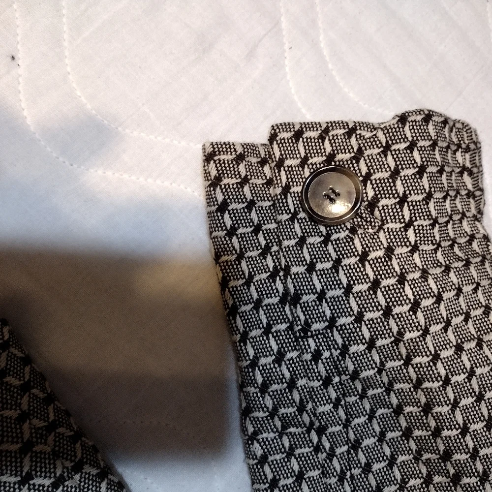 Women's Ann Taylor Black and White Geometric Pattern Blazer Jacket Size 0 - Picture 8 of 11